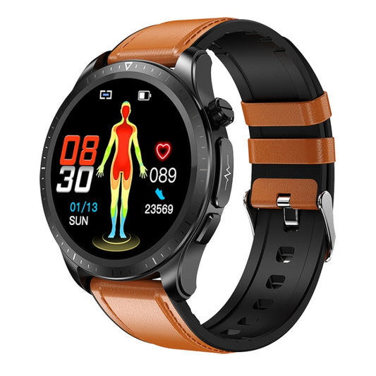 E420 1.39 inch Color Screen Smart Watch,Leather Strap,Support Heart Rate Monitoring / Blood Pressure Monitoring(Brown) - Smart Wear by buy2fix | Online Shopping UK | buy2fix