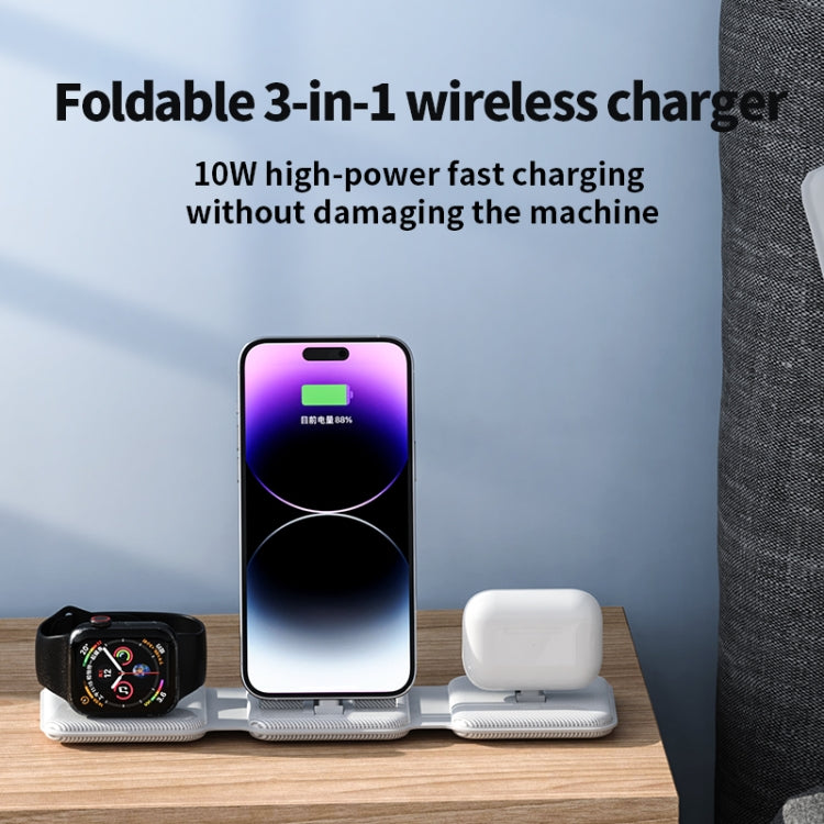 A75 Folding 3 in 1 Wireless Charger Suitable for Apple Watch Mobile Phone Headset(White) - Wireless Charger by buy2fix | Online Shopping UK | buy2fix