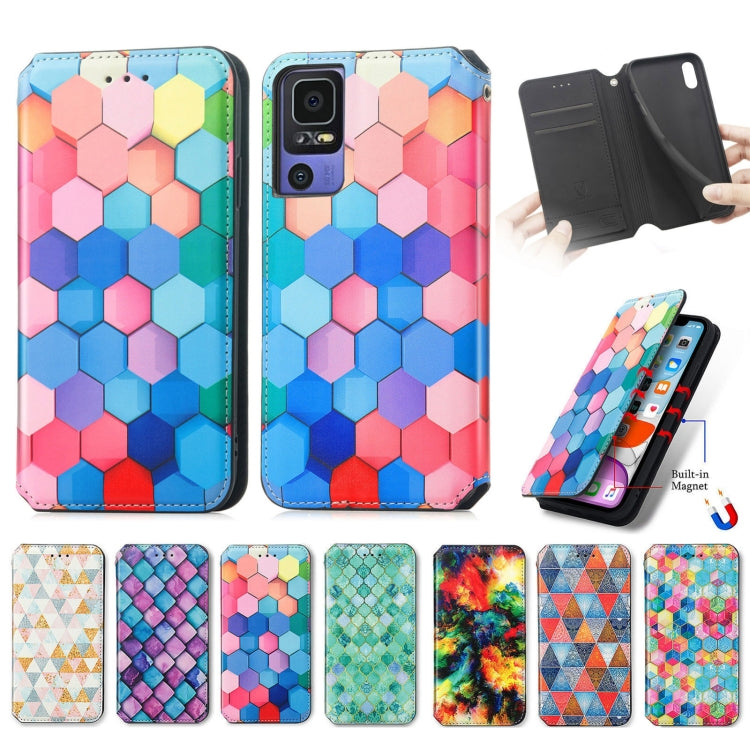 For TCL 40 SE CaseNeo Colorful Magnetic Leather Phone Case(Rhombus Mandala) - More Brand by buy2fix | Online Shopping UK | buy2fix