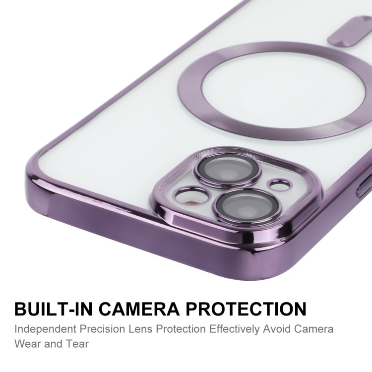 For iPhone 13 ENKAY Electroplated MagSafe Shockproof TPU Phone Case with Lens Film(Purple) - iPhone 13 Cases by ENKAY | Online Shopping UK | buy2fix