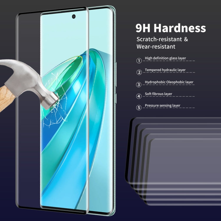 For Honor X9A / Magic5 Lite 5pcs ENKAY 0.26mm 3D Hot Bending Tempered Glass Full Film with Lens Film - Honor Tempered Glass by ENKAY | Online Shopping UK | buy2fix