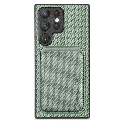 For Samsung Galaxy S22+ 5G Carbon Fiber Leather Card Magsafe Magnetic Phone Case(Green) - Galaxy S23+ 5G Cases by buy2fix | Online Shopping UK | buy2fix