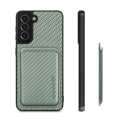 For Samsung Galaxy S21+ 5G Carbon Fiber Leather Card Magsafe Magnetic Phone Case(Green) - Galaxy S21+ 5G Cases by buy2fix | Online Shopping UK | buy2fix