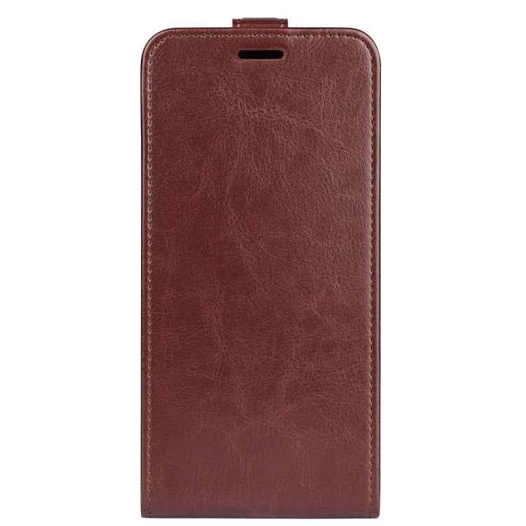 For Xiaomi Redmi Note 12 4G Global R64 Texture Vertical Flip Leather Phone Case(Brown) - Note 12 Cases by buy2fix | Online Shopping UK | buy2fix