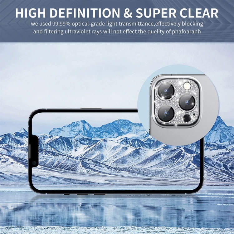 For iPhone 13 Pro / 13 Pro Max ENKAY Hat-Prince Blink Diamond Camera Lens Aluminium Alloy Tempered Glass Film(Black) - iPhone 13 Pro Tempered Glass by ENKAY | Online Shopping UK | buy2fix