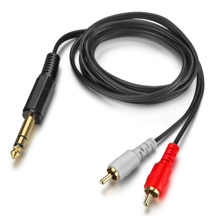 JUNSUNMAY 6.35mm Male TRS Stereo Plug to 2 RCA Phono Male Audio Cable Connector, Length:1.5m - RCA Cable by JUNSUNMAY | Online Shopping UK | buy2fix