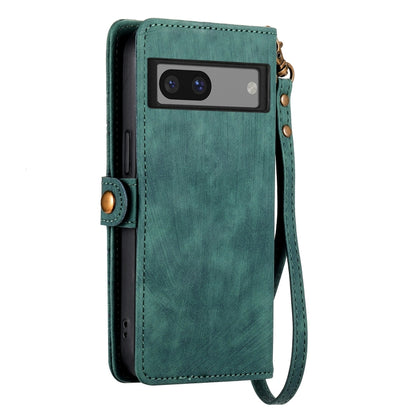 For Google Pixel 6 Geometric Zipper Wallet Side Buckle Leather Phone Case(Green) - Google Cases by buy2fix | Online Shopping UK | buy2fix