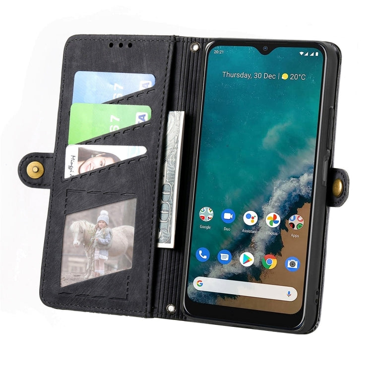 For Nokia G50 5G Geometric Zipper Wallet Side Buckle Leather Phone Case(Black) - Nokia Cases by buy2fix | Online Shopping UK | buy2fix