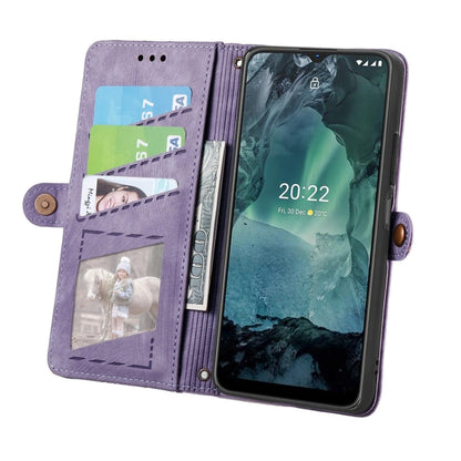 For Nokia G11/G21 Geometric Zipper Wallet Side Buckle Leather Phone Case(Purple) - Nokia Cases by buy2fix | Online Shopping UK | buy2fix