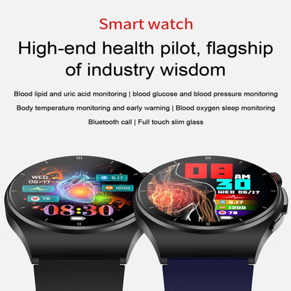 ET340 1.46 inch Color Screen Smart Silicone Strap Watch,Support Blood Oxygen / Blood Glucose / Uric Acid Measurement / Blood Lipid Monitoring(Blue) - Smart Watches by buy2fix | Online Shopping UK | buy2fix