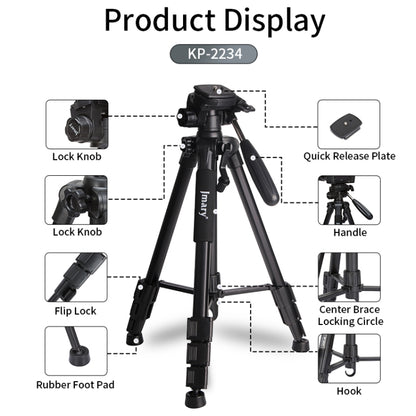 JMARY KP2234 Telescopic Aluminum Alloy SLR Camera Phone Live Streaming  Photography Tripod(Black) - Tripods by Jmary | Online Shopping UK | buy2fix