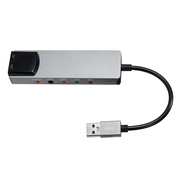 HY-601 6 in 1 USB Multi-Functional Sound Card USB + Audio 3.5 + 7.1CH / OPTICAL(Argent) - USB Sound by buy2fix | Online Shopping UK | buy2fix