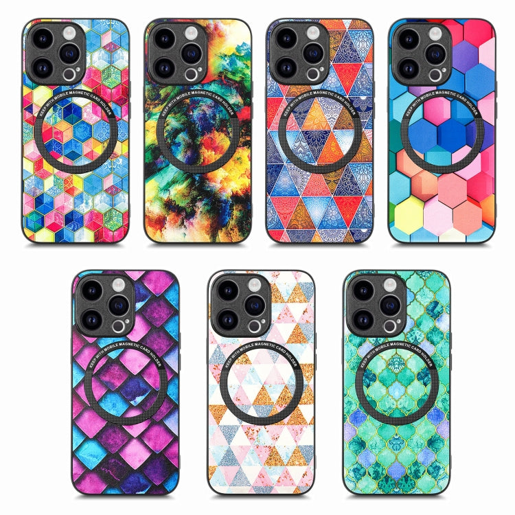 For iPhone 15 Pro Max Colored Drawing Leather Back Phone Case(Colorful Cube) - iPhone 15 Pro Max Cases by buy2fix | Online Shopping UK | buy2fix