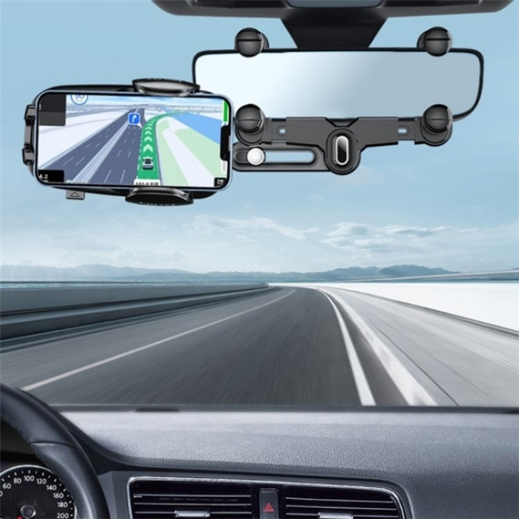 R010 Universal Vehicle Rearview Mirror Phone Holder Multifunctional Retractable Cell Phone Car Mount(Green) - Car Holders by buy2fix | Online Shopping UK | buy2fix