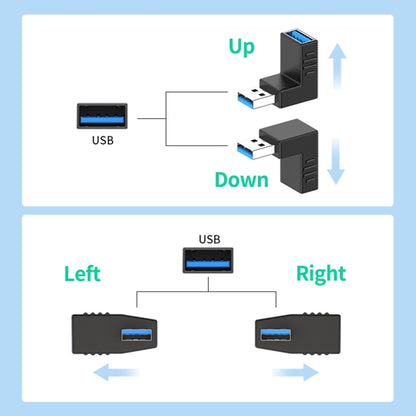 ENKAY USB 3.0 Adapter 90 Degree Angle Male to Female Combo Coupler Extender Connector, Angle:Horizontal Left + Right - USB 3.0 by ENKAY | Online Shopping UK | buy2fix