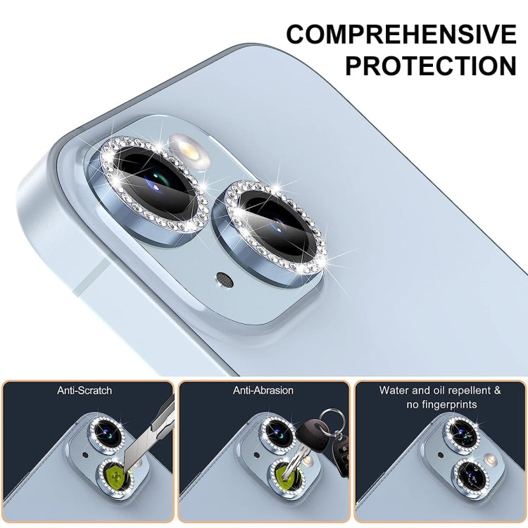 For iPhone 14 / 14 Plus ENKAY AR Anti-reflection Individual Diamond Ring Camera Lens Glass Full Film(Light Purple) - iPhone 14 Tempered Glass by ENKAY | Online Shopping UK | buy2fix