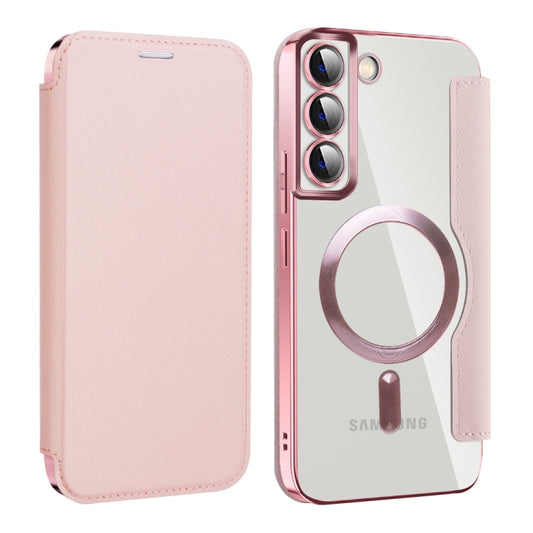 For Samsung Galaxy S22 5G MagSafe Magnetic RFID Anti-theft Leather Phone Case(Pink) - Galaxy S22+ 5G Cases by buy2fix | Online Shopping UK | buy2fix