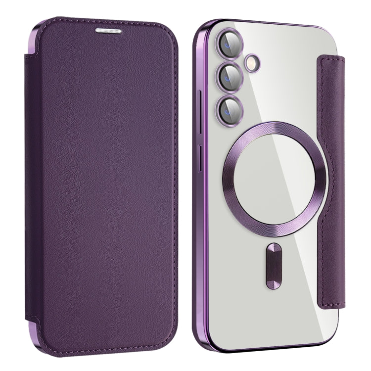 For Samsung Galaxy S23 FE 5G MagSafe Magnetic RFID Anti-theft Leather Phone Case(Purple) - Galaxy S23 FE 5G Cases by buy2fix | Online Shopping UK | buy2fix