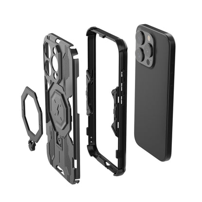 For iPhone 15 Pro Max MagSafe Supersonic Armor Holder PC Hybrid TPU Phone Case(Black) - iPhone 15 Pro Max Cases by buy2fix | Online Shopping UK | buy2fix