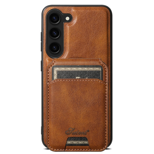 For Samsung Galaxy S24+ 5G Suteni H15 MagSafe Oil Eax Leather Detachable Wallet Back Phone Case(Brown) - Galaxy S24+ 5G Cases by Suteni | Online Shopping UK | buy2fix