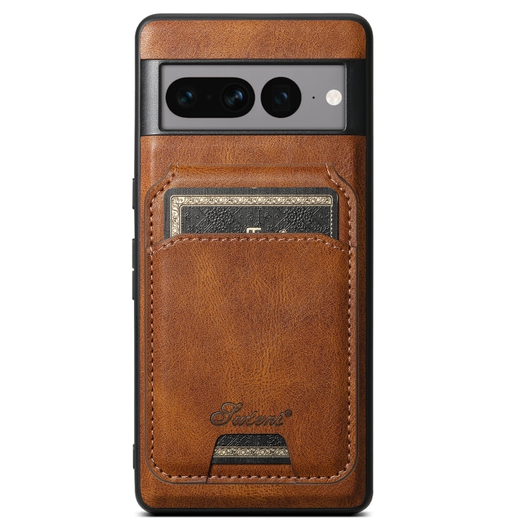 For Google Pixel 7 Pro Suteni H15 Oil Eax Leather Detachable Wallet Back Phone Case(Brown) - Google Cases by Suteni | Online Shopping UK | buy2fix