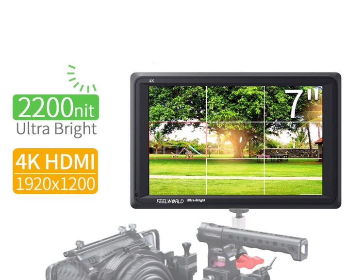 FEELWORLD FW279 7 Inch Ultra Bright 2200nit on Camera Field DSLR Monitor Full HD 1920x1200 4K HDMI Input Output High Brightness for DSLR Stablizer - Camera Accessories by FEELWORLD | Online Shopping UK | buy2fix