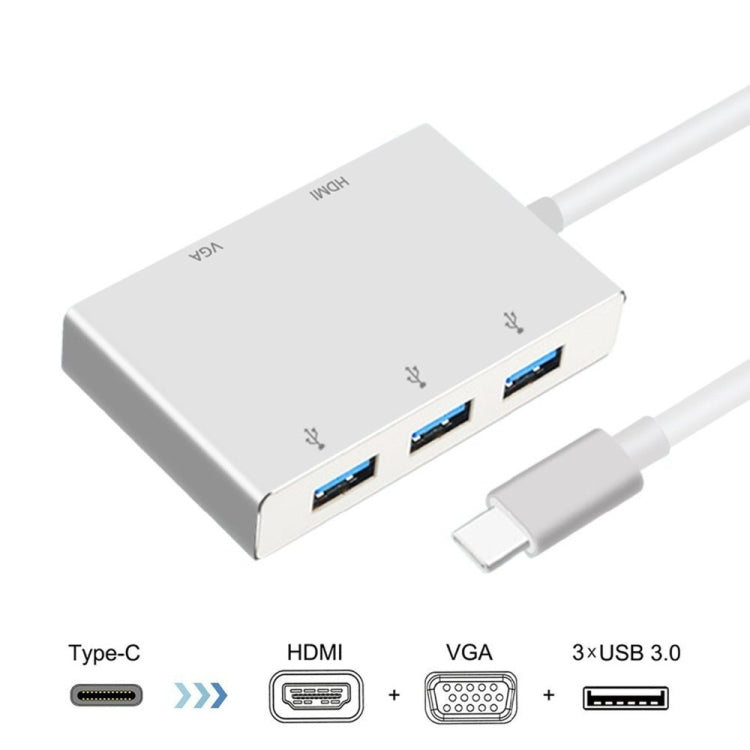 USB C to HDMI VGA USB Hub Adapter 5 in 1 USB 3.1 Converter for Laptop for MacBook,ChromeBook Pixel,Huawei MateBook - Computer & Networking by buy2fix | Online Shopping UK | buy2fix