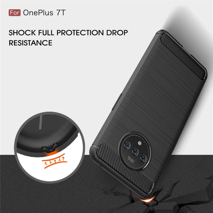 For Oneplus 7T Brushed Texture Carbon Fiber TPU Case(Black) - OnePlus Cases by buy2fix | Online Shopping UK | buy2fix