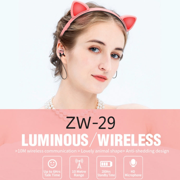 ZW29 Cat Ear Stereo Sound HIFI Fashion Outdoor Portable Sports Wireless  Bluetooth Headset with Mic & LED Light Glowing(Purple) - Neck-mounted Earphone by buy2fix | Online Shopping UK | buy2fix