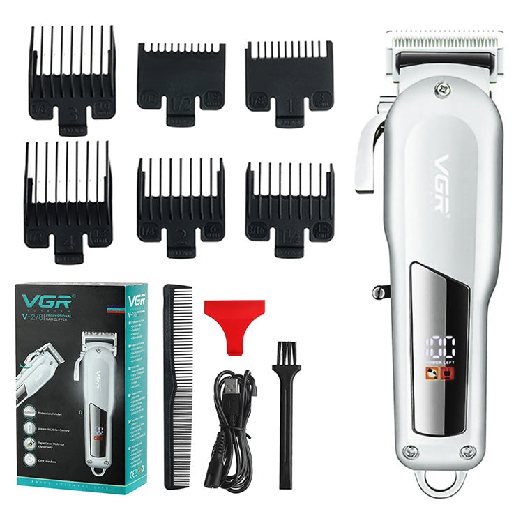 VGR V-278 10W USB Metal Electric Hair Clipper with LED Digital Display(Silver) - Hair Trimmer by VGR | Online Shopping UK | buy2fix