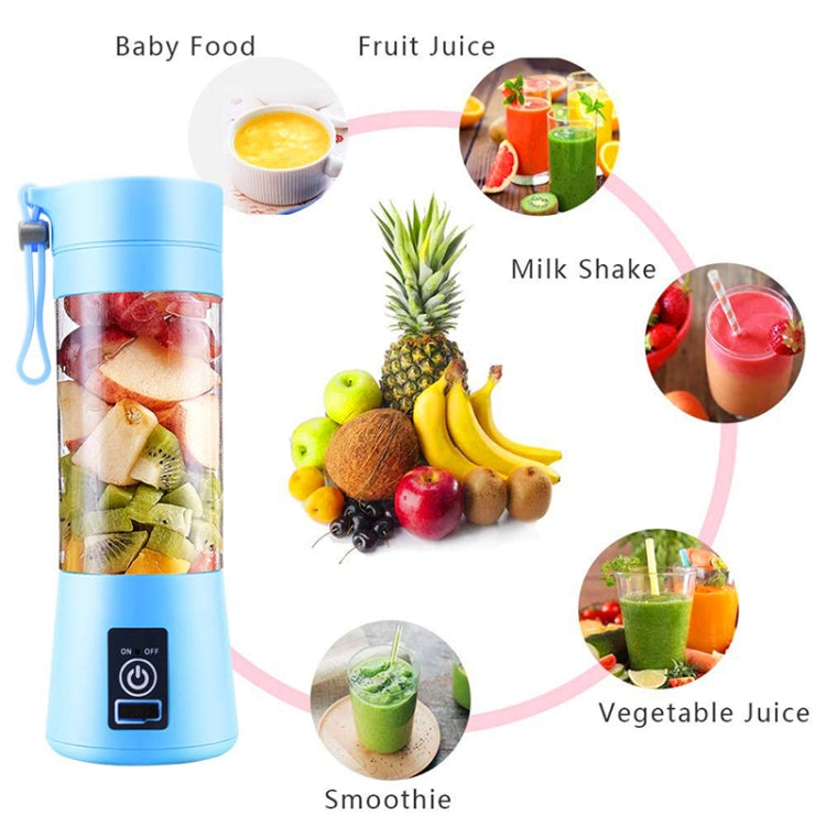 USB Rechargeable Electric Automatic Vegetable Fruit Citrus Orange Juice Maker Cup Mixer Bottle (380ML)(4 Blades Blue) - Home & Garden by buy2fix | Online Shopping UK | buy2fix