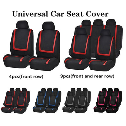 Universal Car Seat Cover Polyester Fabric Automobile Seat Covers Car Seat Cover Vehicle Seat Protector Interior Accessories 9pcs Set Gray - Seat Accessories by buy2fix | Online Shopping UK | buy2fix