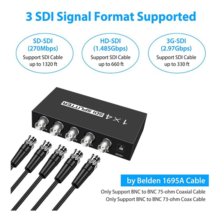 1 In 4 Out SD-SDI / HD-SDI / 3G-SDI Distribution Amplifier Video SDI Splitter(US Plug) -  by buy2fix | Online Shopping UK | buy2fix