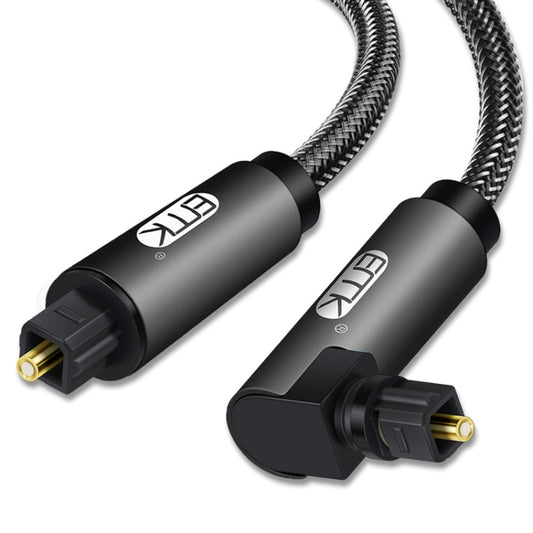 EMK 90 Degree Swivel Adjustable Right Angled 360 Degrees Rotatable Plug Nylon Woven Mesh Optical Audio Cable, Cable Length:10m(Black) - Audio Optical Cables by EMK | Online Shopping UK | buy2fix