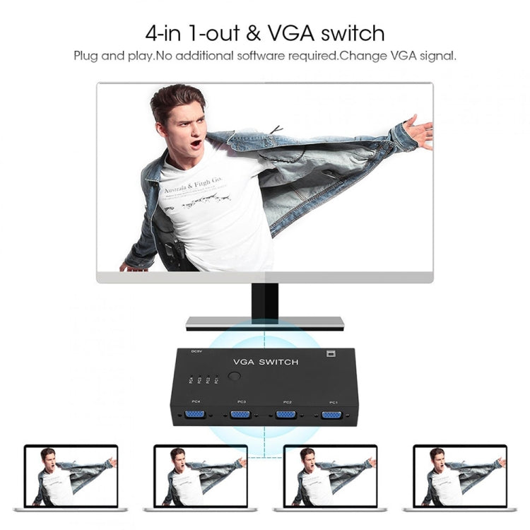 VGA Switcher with Four Inputs and One Output Computer VGA Video Converter - VGA Converter by buy2fix | Online Shopping UK | buy2fix