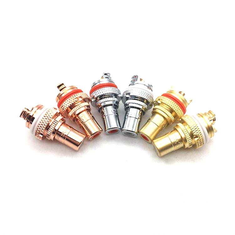 4 PCS / 2 Pairs CMC Copper RCA Female Audio Power Amplifier AV Audio Lotus Socket Terminal(Rhodium Plated) - RCA Adapter by buy2fix | Online Shopping UK | buy2fix