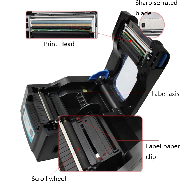 Xprinter XP-370B Barcode Printer Self-adhesive QR Code Printer Label Clothing Tag Thermal Ticket Machine(UK Plug) - Printer by Xprinter | Online Shopping UK | buy2fix