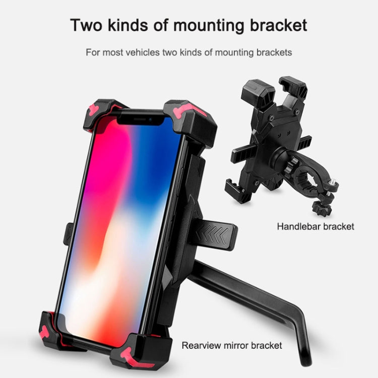 Electric Bicycle Mobile Phone Holder Can Be Rotated 360-degree Mobile Phone Holder Four-way Adjustment Bracket for Motorcycle, Style:Handlebars(Red) - Holders by buy2fix | Online Shopping UK | buy2fix