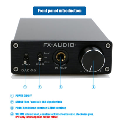 FX-AUDIO DAC-X6 Fever HiFi Fiber Coaxial USB Amp Digital Audio DAC Decoder 24BIT/192(Silver) - Consumer Electronics by FX-AUDIO | Online Shopping UK | buy2fix