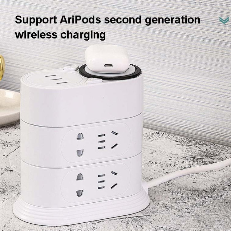 Mobile Phone Wireless Charging Socket Creative Smart USB Power Strip Multi-Function Desktop Vertical Power Strip, CN Plug, Specification: 0.8 Meters, Style:2 Layer(Black) - Consumer Electronics by buy2fix | Online Shopping UK | buy2fix