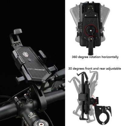 Bicycle Mobile Phone Holder Can Rotate And Adjust Fixed Aluminum Alloy Bracket Automatic Grab Bracket, Style:Handlebar Installation(Black) - Holders by buy2fix | Online Shopping UK | buy2fix