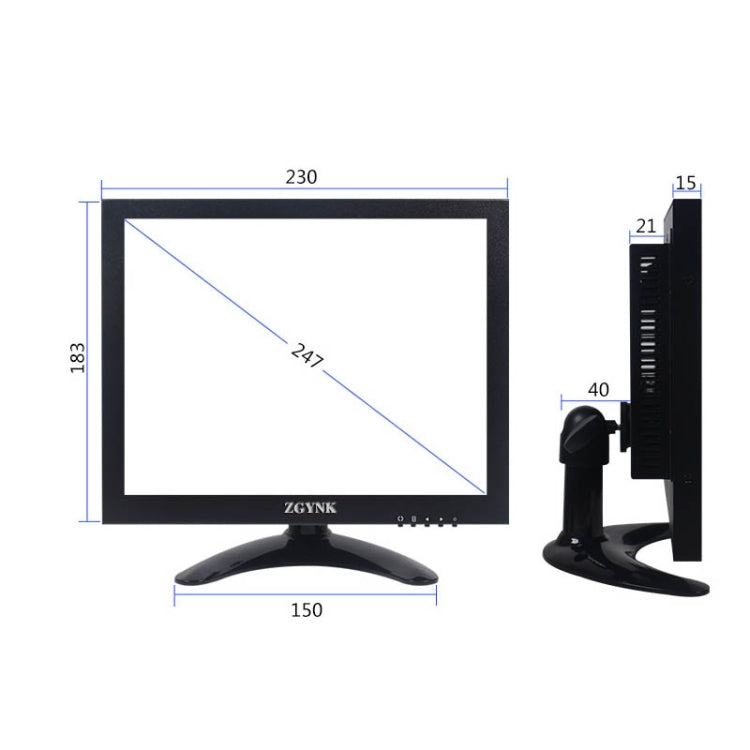 ZGYNK B1042 Portable High-Definition Metal Computer Monitor Display, Size:9.7 inch VGA AV HDMI BNC - LCD Monitors by ZGYNK | Online Shopping UK | buy2fix