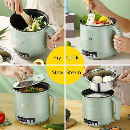 Multi-Function Electric-Cooker Mini Dormitory Student Cooking Rice Stir Frying Non-Stick Pot, 110V US Plug, Colour: Green Manual Single Pot(1.7L) - Home & Garden by buy2fix | Online Shopping UK | buy2fix