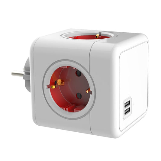Creative Power Cube Socket Conversion Socket, EU Plug In-line Red+U - Consumer Electronics by buy2fix | Online Shopping UK | buy2fix