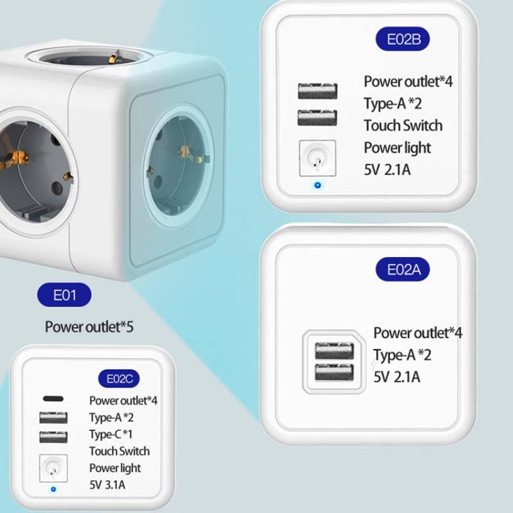 Creative Power Cube Socket Conversion Socket, EU Plug 1.5m Gray+U+ Switch - Consumer Electronics by buy2fix | Online Shopping UK | buy2fix