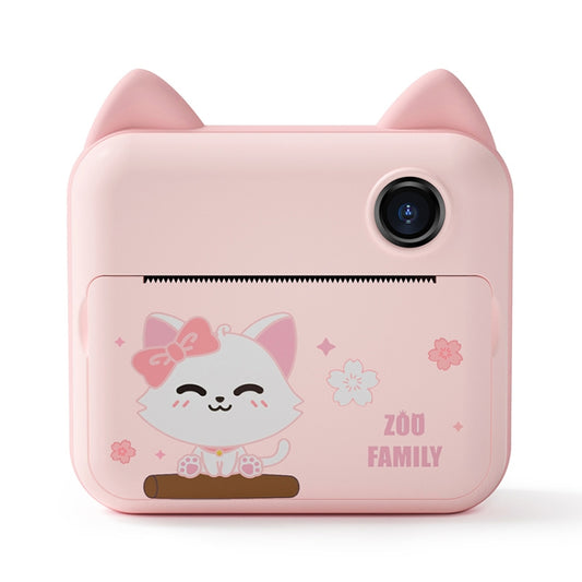 P1 No Card Children Polaroid Camera 1200W Front And Rear Dual-Lens Mini Print Photographic Digital Camera Toy(Pink Cat) - Consumer Electronics by buy2fix | Online Shopping UK | buy2fix