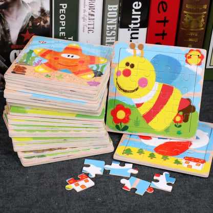 5 PCS KBX-017 Children Wooden Picture Puzzle Baby Early Education Toys(Crab) - Puzzle Toys by buy2fix | Online Shopping UK | buy2fix