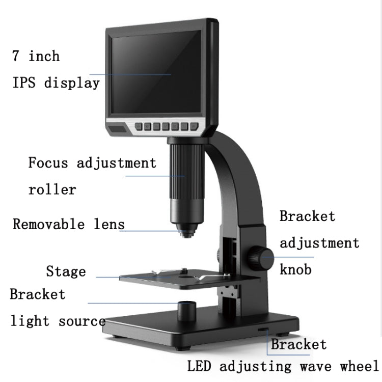 2000X 7 Inch Microbial Cell Observation Microscope Electronic Digital Magnifying Glass - Digital Microscope by buy2fix | Online Shopping UK | buy2fix