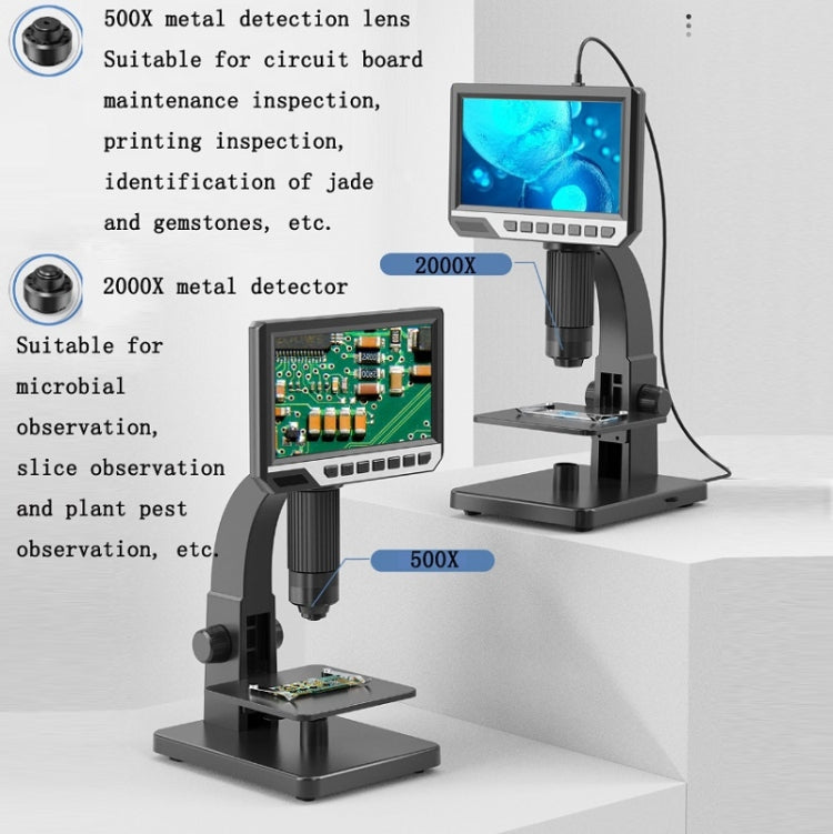 2000X 7 Inch Microbial Cell Observation Microscope Electronic Digital Magnifying Glass - Digital Microscope by buy2fix | Online Shopping UK | buy2fix