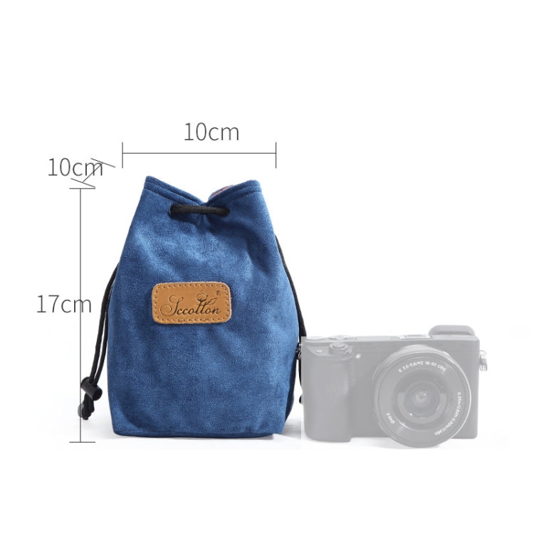 S.C.COTTON Liner Shockproof Digital Protection Portable SLR Lens Bag Micro Single Camera Bag Square Blue S - Camera Accessories by S.C.COTTON | Online Shopping UK | buy2fix
